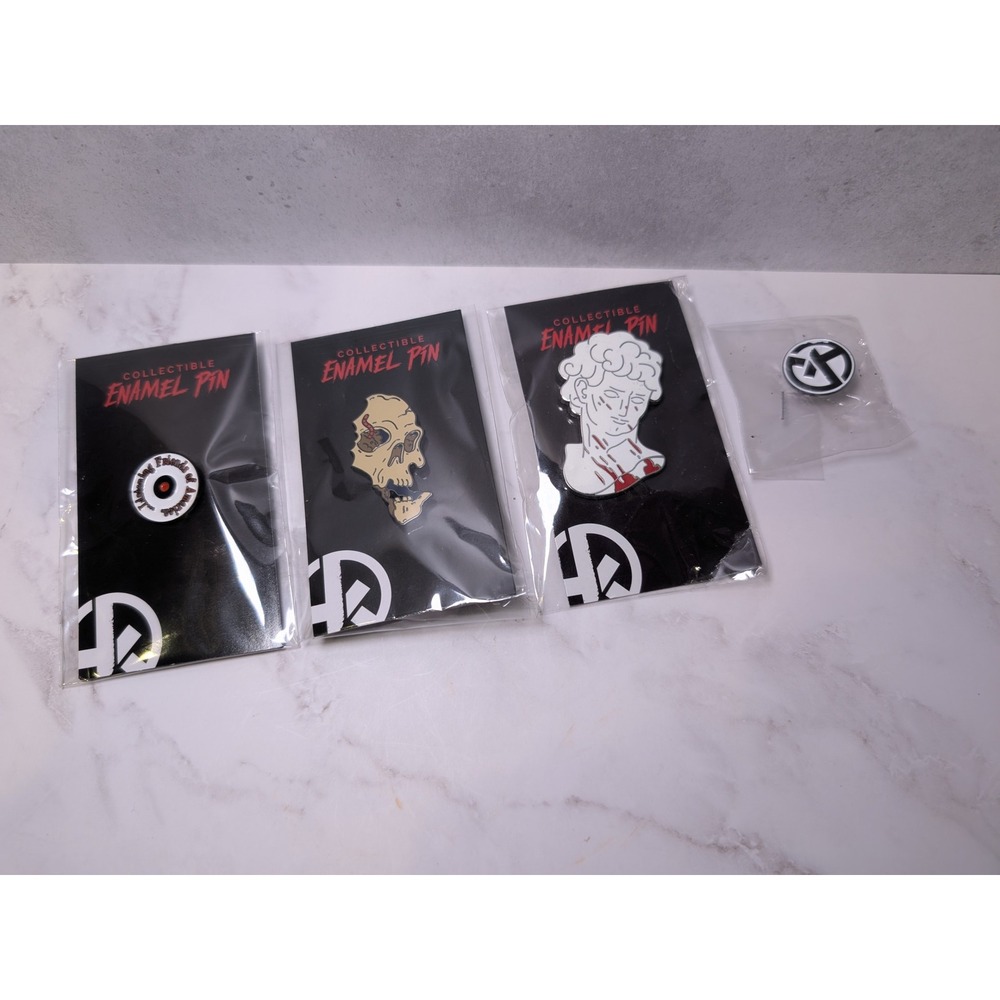 Hunt A Killer Enamel Pin Set Skull Bust Record Logo Mystery Game Collectibles